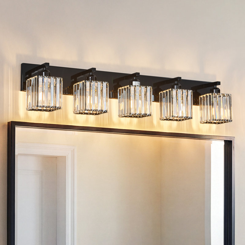 Lanceton Dimmable Vanity Light, 5 Lights, Plated Black