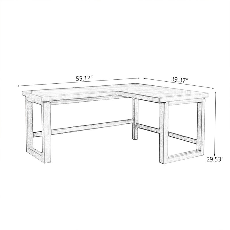 Bureau rectangulaire en bois massif brun noisette, H 29,53 po x l 55,12 po x P 39,37 po, Retour à droite
