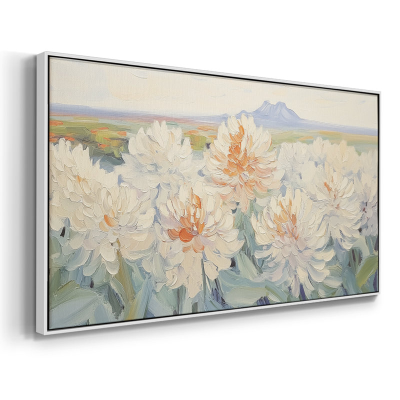 Botanical Series-CXCII - Toile tendue avec châssis encadré - Prêt à être accroché, H 21 po x l 41 po, Blanc