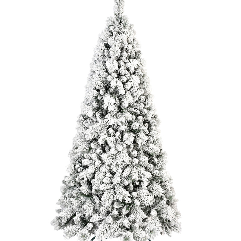Arbre de Noël de 6 pi avec 752 pointes, branches floquées et à aiguilles dures, installation facile, support - idéal pour décorer le système à charnières enneigées, présentoirs de fête en métal parfaits