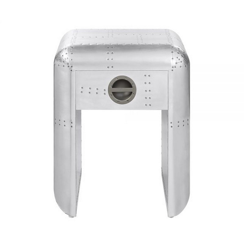 Table de bout carrée industrielle en aluminium H 24,02 po