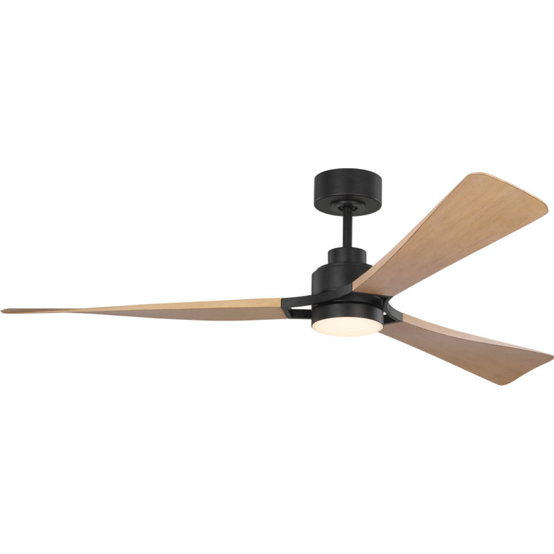 Trillium Smart 60 LED Ceiling Fan, Natural Honey, Midnight Black