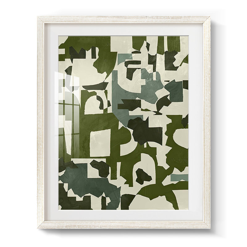 Earthen Patchwork II - impression encadrée, H 25,5 po x l 17,5 po, Blanc