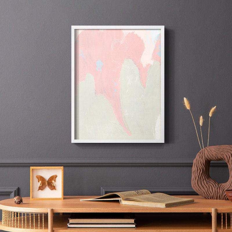 «Blush Abstract IV», reproduction encadrée - bois massif, H 28 po x l 22 po, Blanc