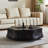 39.4" Modern Black Woodgrain Cloud Shaped Coffee Table Living Room