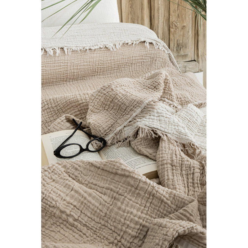 Couverture de lit en mousseline froissée, Tanné