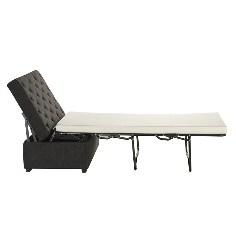 Repose-pieds pliant avec matelas en mousse à mémoire de forme et capitonnage, Gris foncé