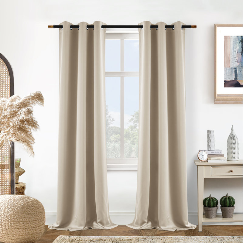 Panneau de rideau occultant et isolant de couleur unie avec œillets et 2 panneaux, Beige, 36" W x 84" L, 2