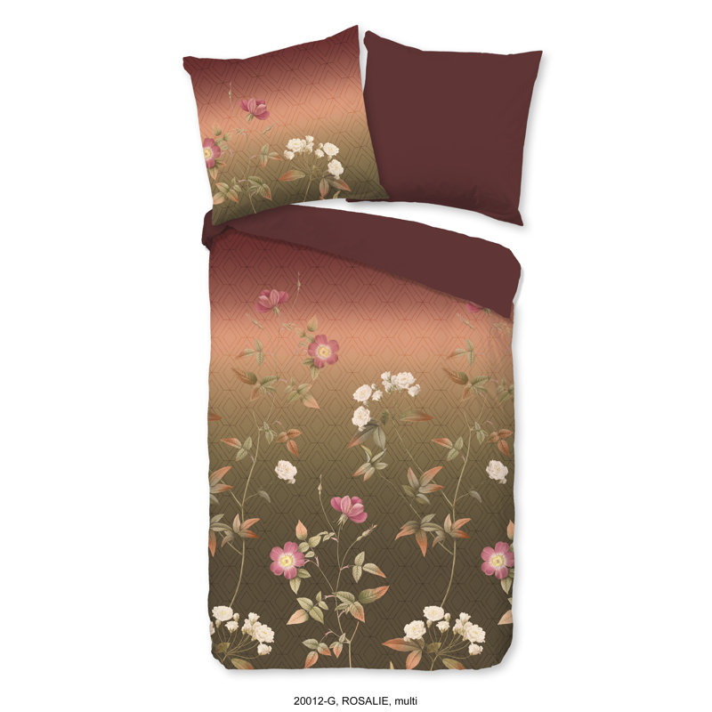 Cotton Floral Duvet Cover with Pillowcases, 200 x 200 cm - 2 Pillowcases 80 x 80 cm
