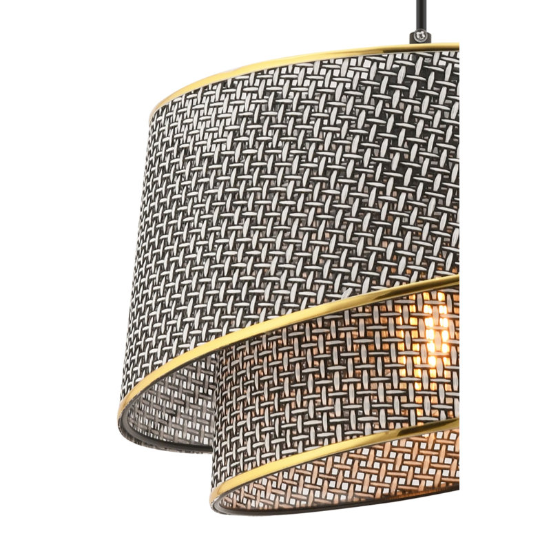 Élégant lustre en métal avec finition grise et dorée, 25,6 po x 25,6 po x 25,6 po | Certifié CE, douille E27 (60 W maximum) | Capuchon en tissu élégant (7,9 po x 7,9 po x 7,9 po) | Parfait pour la décoration de la salle à manger et de l'espace de vie