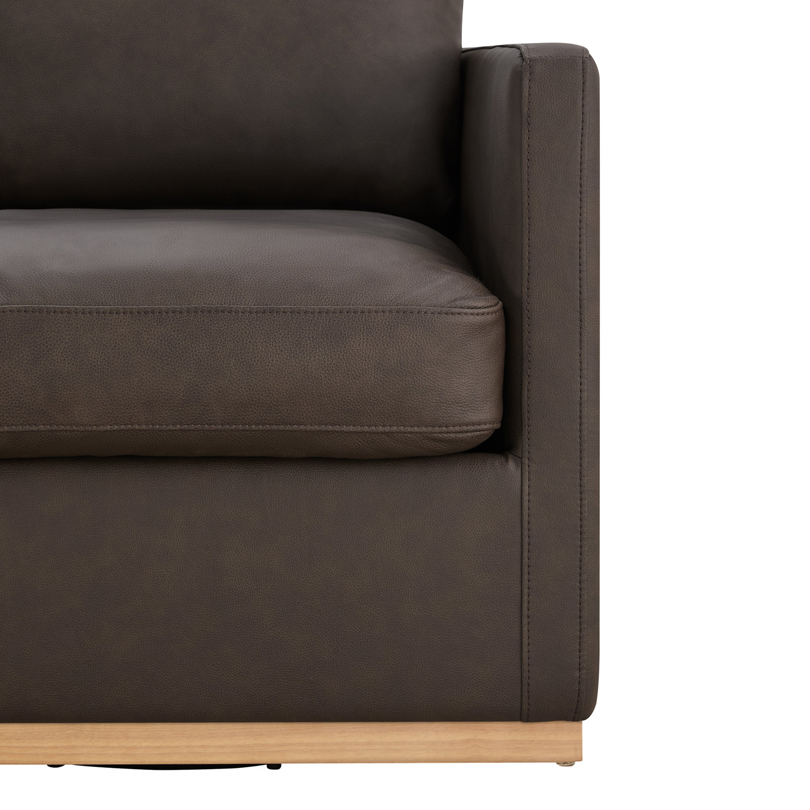 Bobbi Genuine Leather Swivel Barrel Chair, Isla Chocolate Genuine Leather