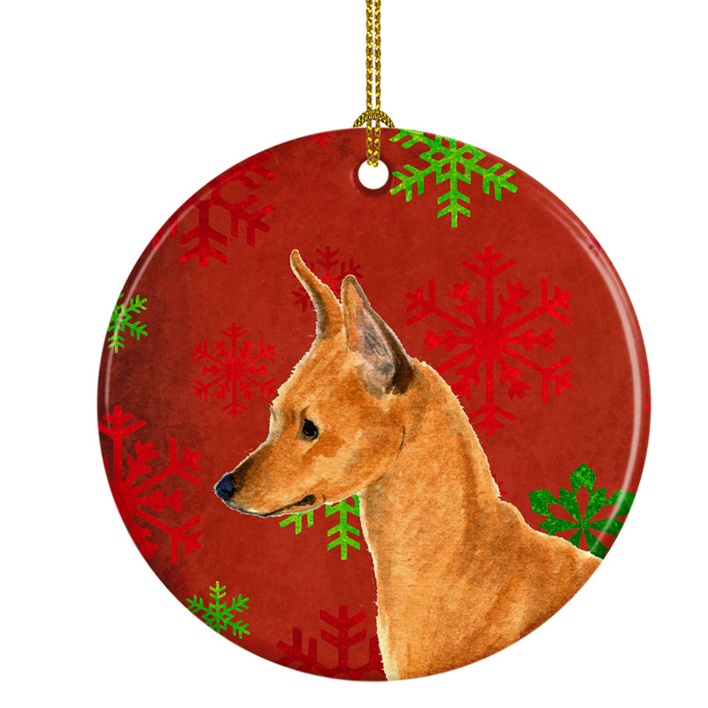 Ornement figurine suspendu en céramique de noël min pin
