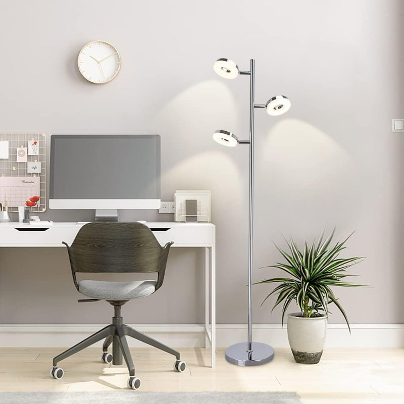 Jeannice 56.29'' Modern 3-Light LED Floor Lamp, Energy Saving