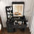 Modern Vanity Desk with LED Lighting, Power Outlet, and Storage