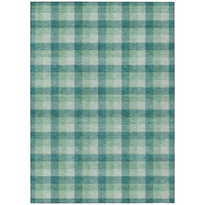 HomeRoots 10' X 14' Green Plaid Washable Indoor Outdoor Area Rug