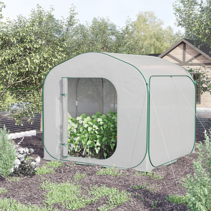 Outsunny 7' x 7' x 6' Portable Walk-in Greenhouse, Pop-up Setup, Outdoor Garden Hot House, Hobby Greenhouse Tent with Zipper Door for Growing Flowers, Herbs, Vegetables, Saplings, Succulents