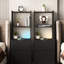 Table de chevet de chambre à coucher avec armoire verrouillable et station de charge, armoire de rangement à commande vocale Night In Black:-368574343