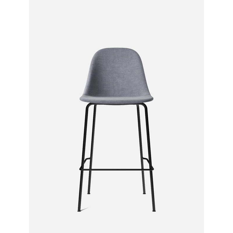 Harbour Upholstered Bar Stool with Metal Frame, Dakar 0842 Black Genuine Leather, Bar Stool (28.7" Seat Height)
