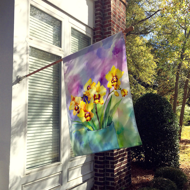 Orchidées dans le drapeau de la maison à l'aquarelle