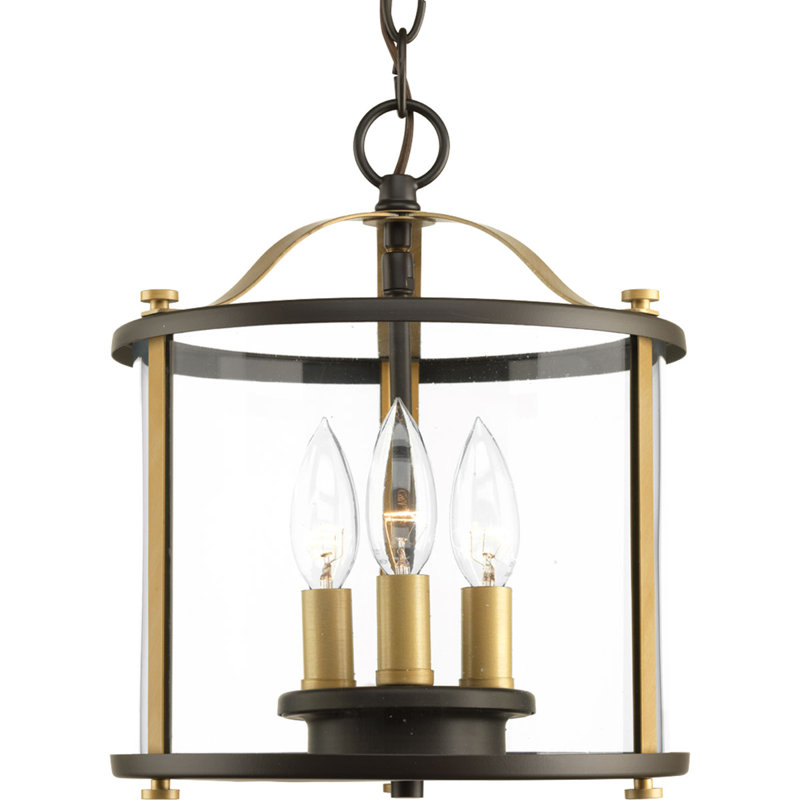 Lustre géométrique unique à 3 lumières Genena, Bronze antique