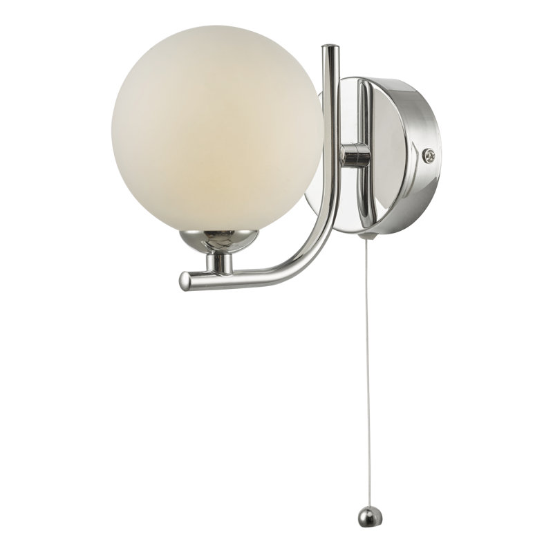 Wall Light, Polished Chrome, Opal Glass