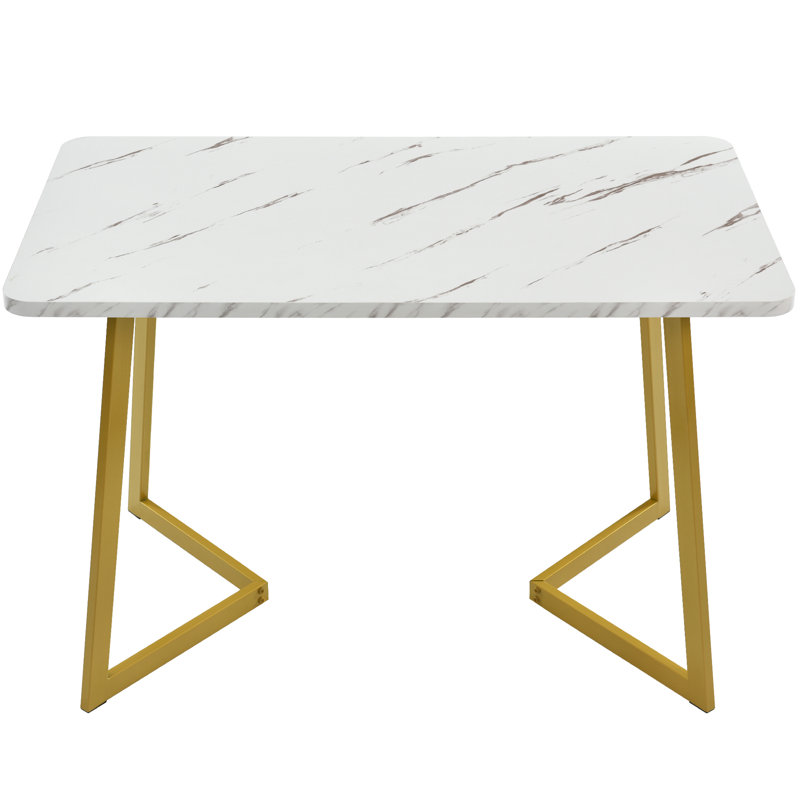 Hohman Metal Base Dining Table, Gold