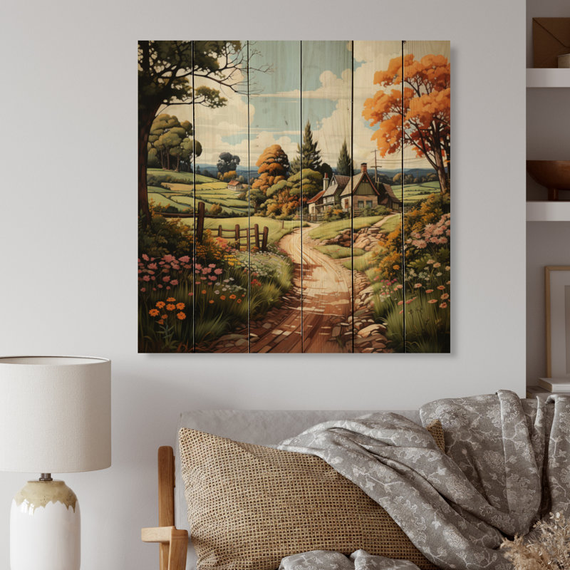 Jaq Countryside Rustic Farmhouse Summer I sur impression sur bois, H 15 po x l 15 po x P 0,78 po