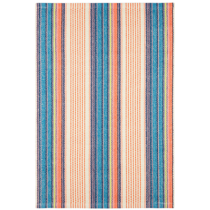 Sloane Stripe Sunset Handwoven Cotton Rug, Rectangle 9'6" x 13'6"