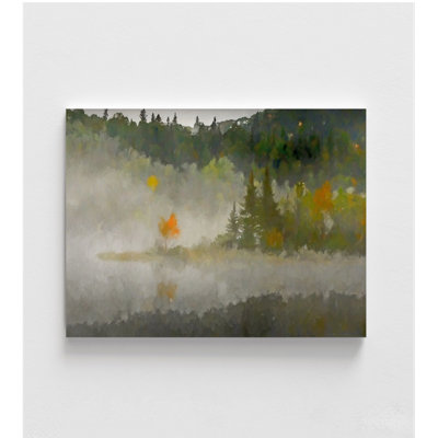 «Misty Isle» par Kim Curationa, art mural pour salle de jeux pour enfants, reproduction encadrée de chalet de forêt, affiche d'art de grande forêt Listy
