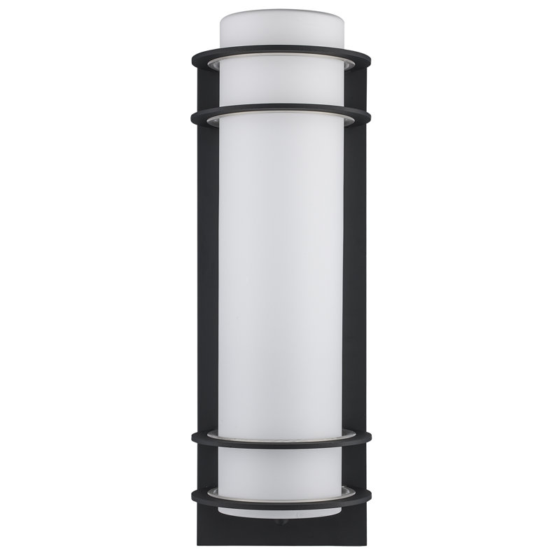 Applique murale d'extérieur en verre givré Sandridge, Noir, H 16,25 po x l 5,5 po x P 5,5 po