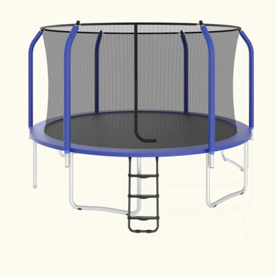 Durable 13FT Trampoline With Safety Net And Powder Coated Frame, Ideal For Family Fun And Outdoor Exercise.