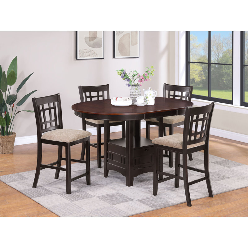 Luxury Build - Geikeline 5-Piece Oval Counter Height Dining Set Light Chestnut