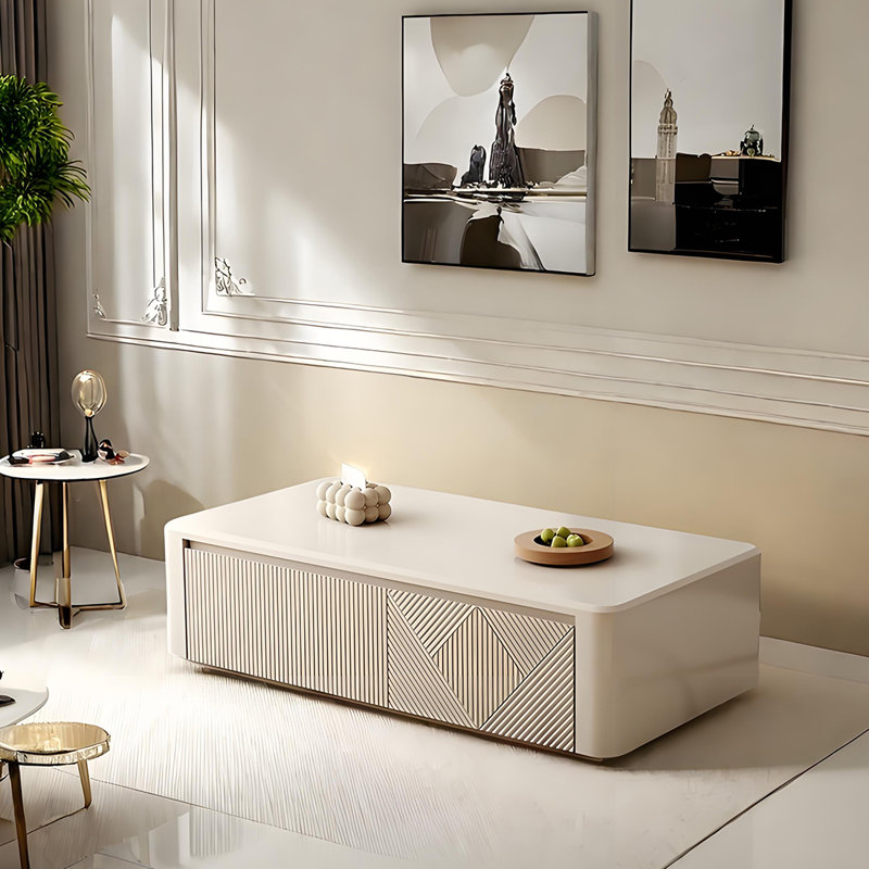 Cream Style Small Space Coffee Table with Rounded