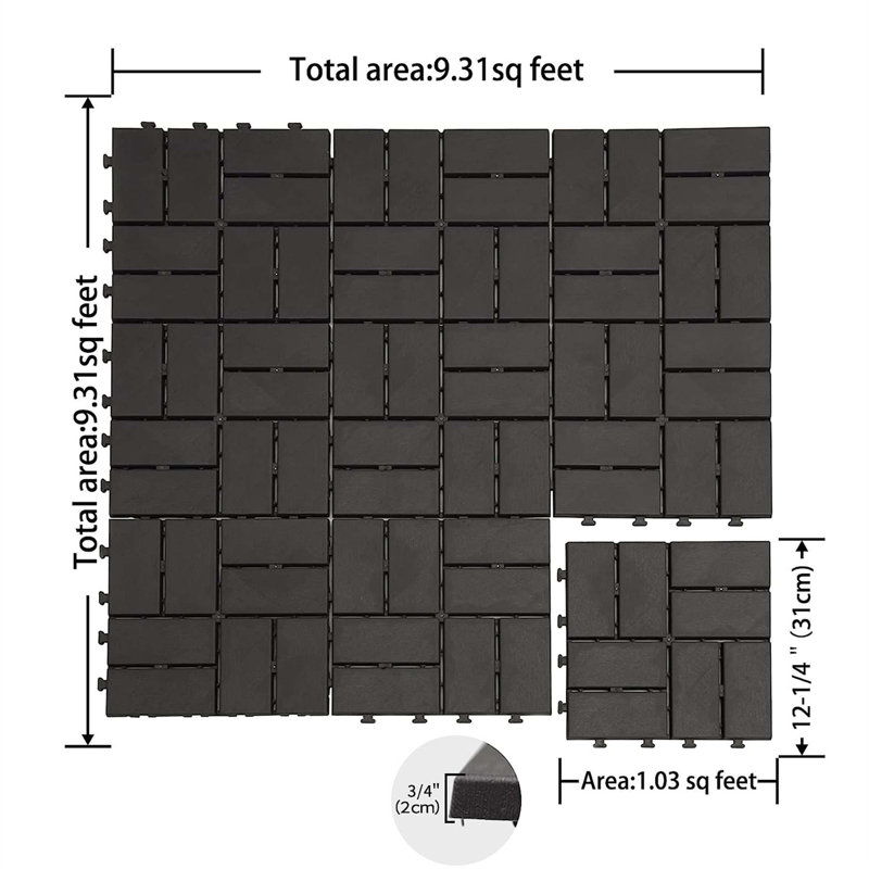 Carreaux de terrasse composites imbriqués pour une utilisation extérieure et intérieure, idéal pour la rénovation des terrasses et la création de solutions de revêtement de sol polyvalentes