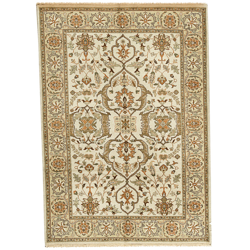Hand Knotted Wool Area Rug in Gold