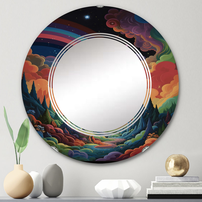 Tarmons - Miroir mural moderne rond, 24 po x 24 po