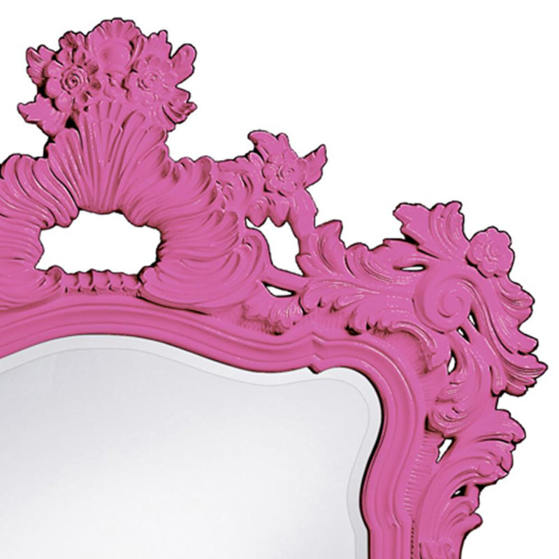 Cilegon Ornate Framed Wall and Vanity Mirror, Hot Pink