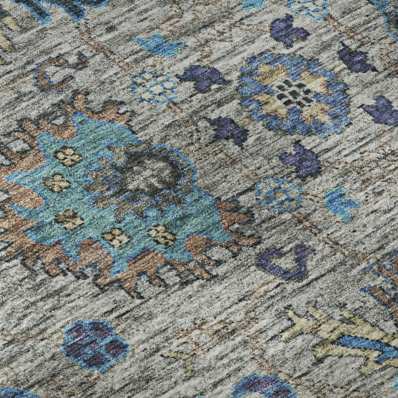 Premium Machine Washable Mayfield AMF2104 Global Rug, 3' x 5', Pewter