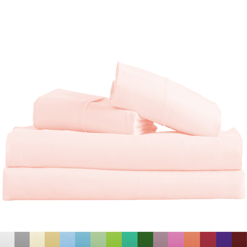 Signature Series Microfiber Sheet Set, King Sheet Set + Fitted Sheet + 2 Pillowcases, Blush