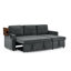 Chenille moderne gris avec lit escamotable, porte-gobelets, rangement et ports de luxe, compartiments de rangement,-1954907040
