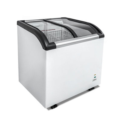 Curved Top Display Freezer 4.6 Cu.ft Sliding Glass Lid Ice Cream Freezers Commercial Mobile Chest Freezer with LED Lighting