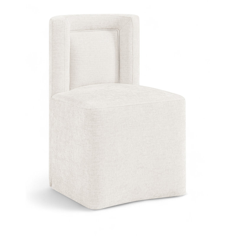 Chaise rembourrée Duvina, Tissu chenille crème