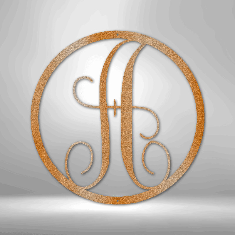 Enseigne personnalisée en acier à monogramme, H 14,25 po x l 14,5 po x P 0,5 po, Cuivre, Oui