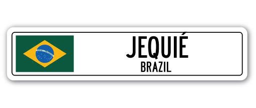 Plaque de rue Jequio, drapeau du Brésil en aluminium, H 6 po x l 24 po x P 1 po