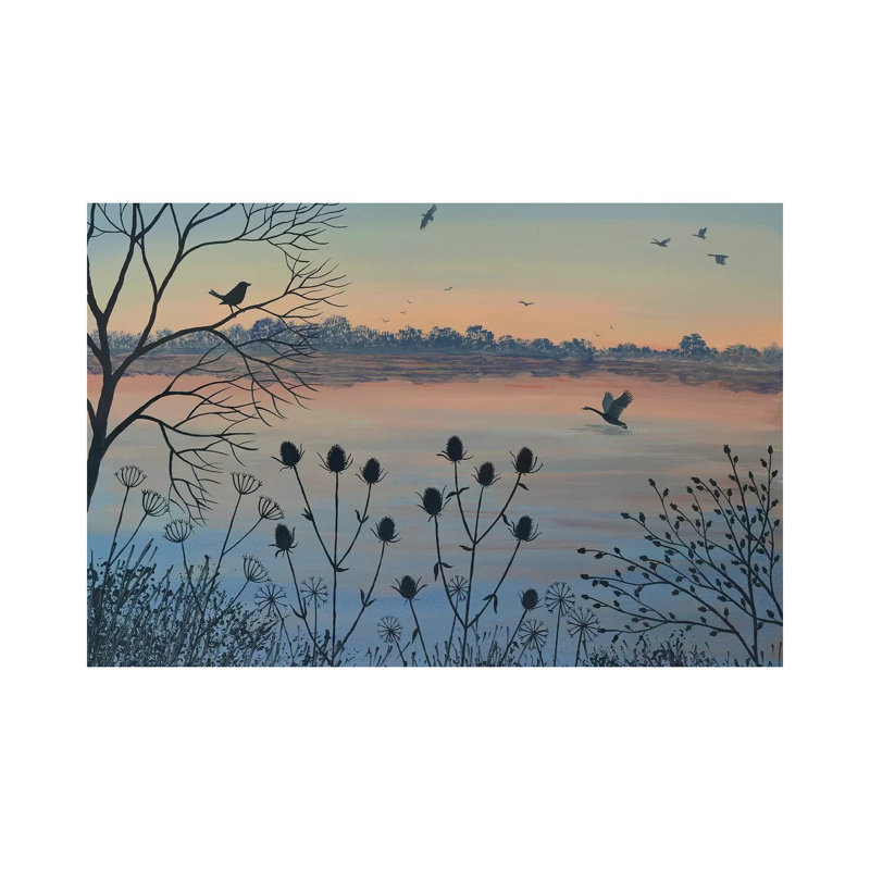 By Dusky Lake by Jo Grundy - Wrapped Canvas Painting, 20.32cm H x 30.48cm W x 1.9cm D