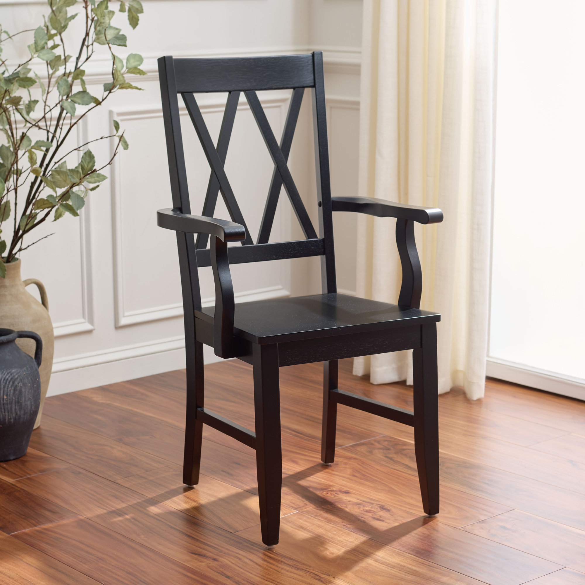 Yelena Double X-Back Arm Chair, Black