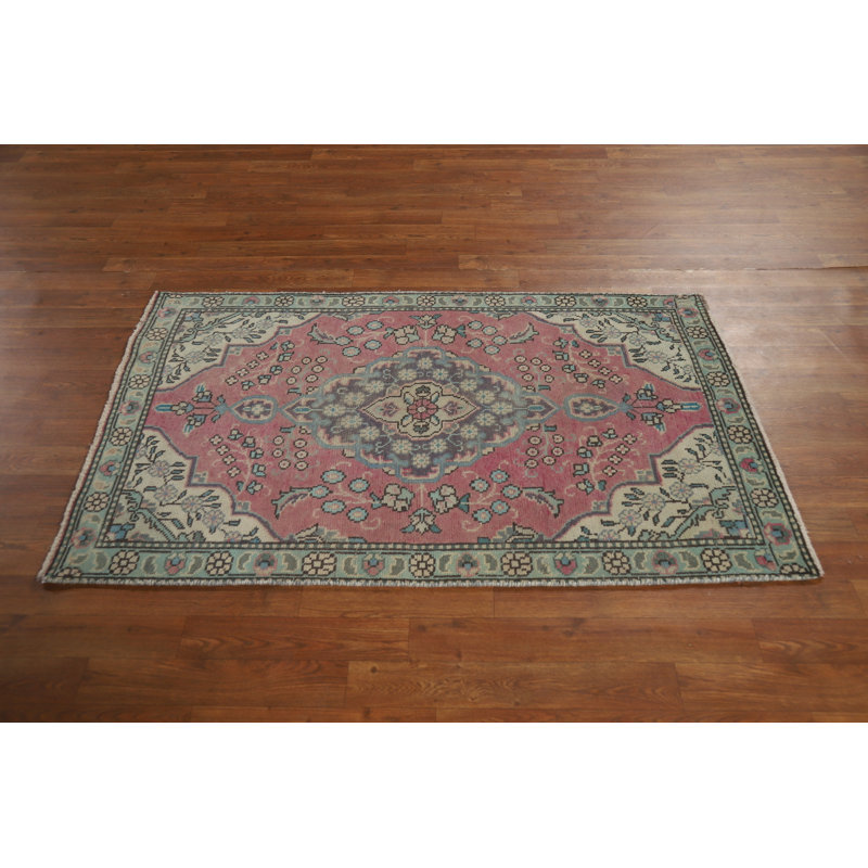 Tapis rose médaillon en laine 3x5