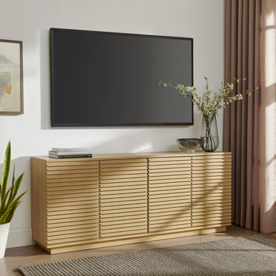 Render 4-Door Fluted Sideboard Cabinet TV Stand In Oak