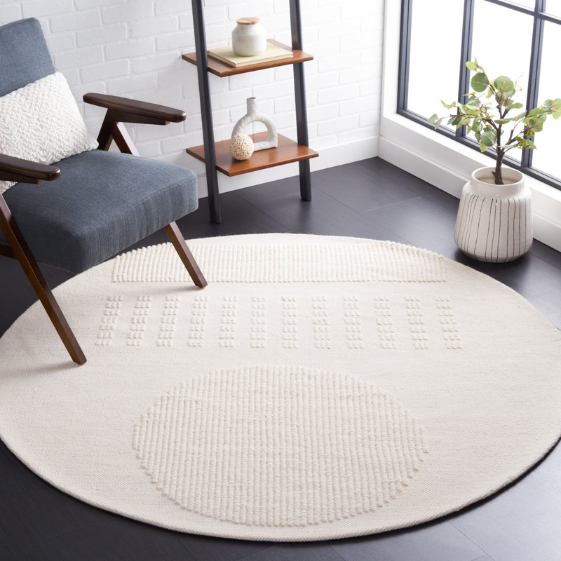 Tapis ivoire fait à la main Charvik, Rond 6 pi