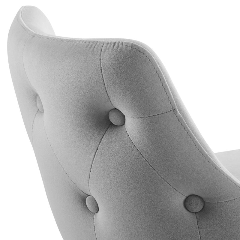 Tabouret de bar en velours Adorn Performance, Tabouret de comptoir (hauteur d'assise de 25,5 po), Velours gris pâle